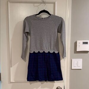 Bella Bliss Gray Dress with Blue plaid skirt- Girl’s Size 10. NWT!